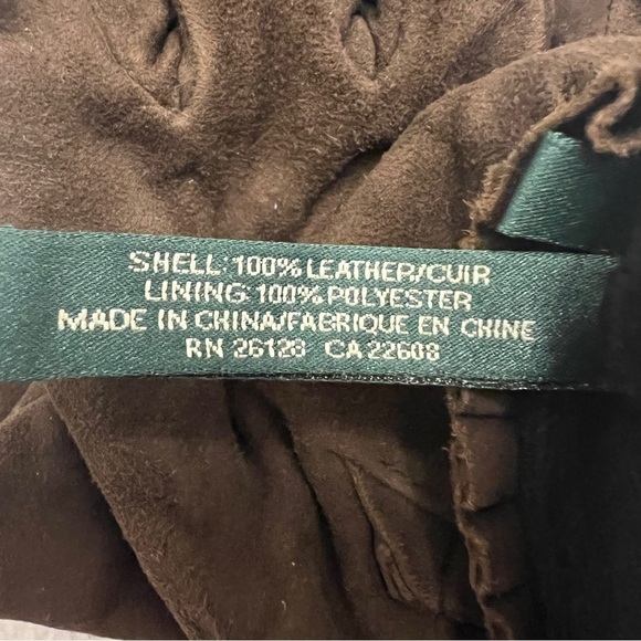 Lauren Ralph Lauren Leather Gloves Size Medium Brown Suede - Picture 10 of 10